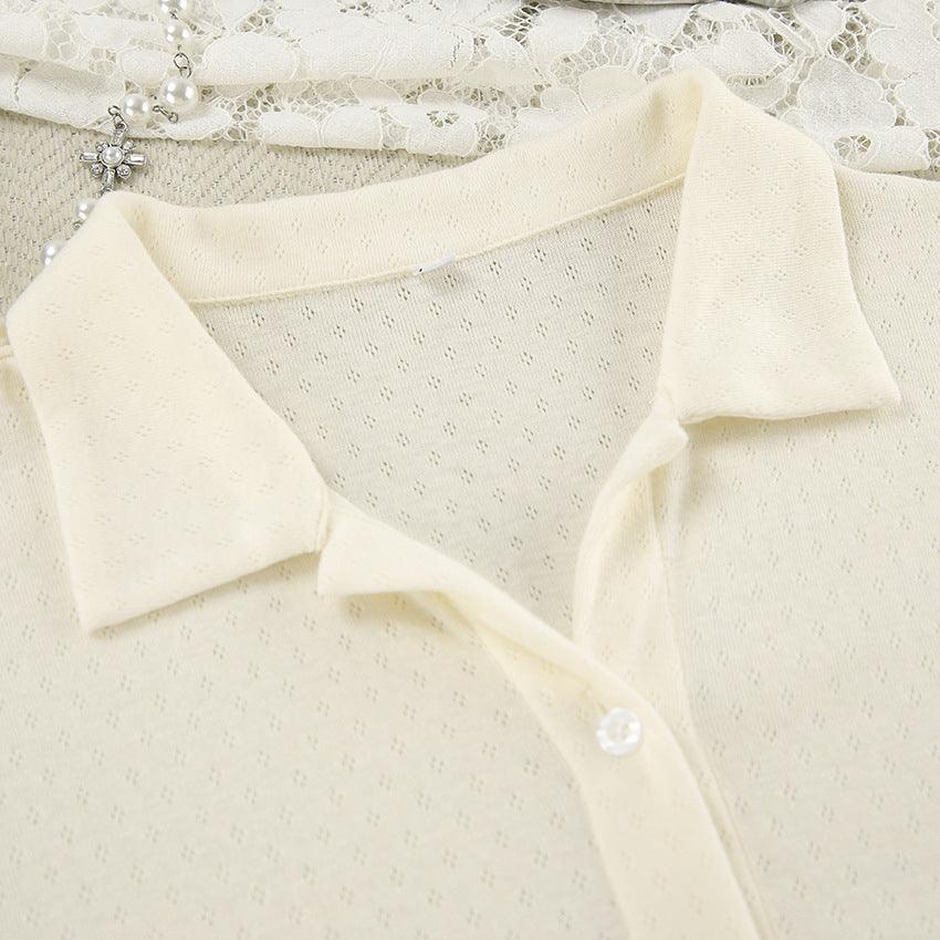 Knitted two-piece set
Long sleeve cardigan
Casual shorts outfit
Autumn fashion
Versatile fashion wearv