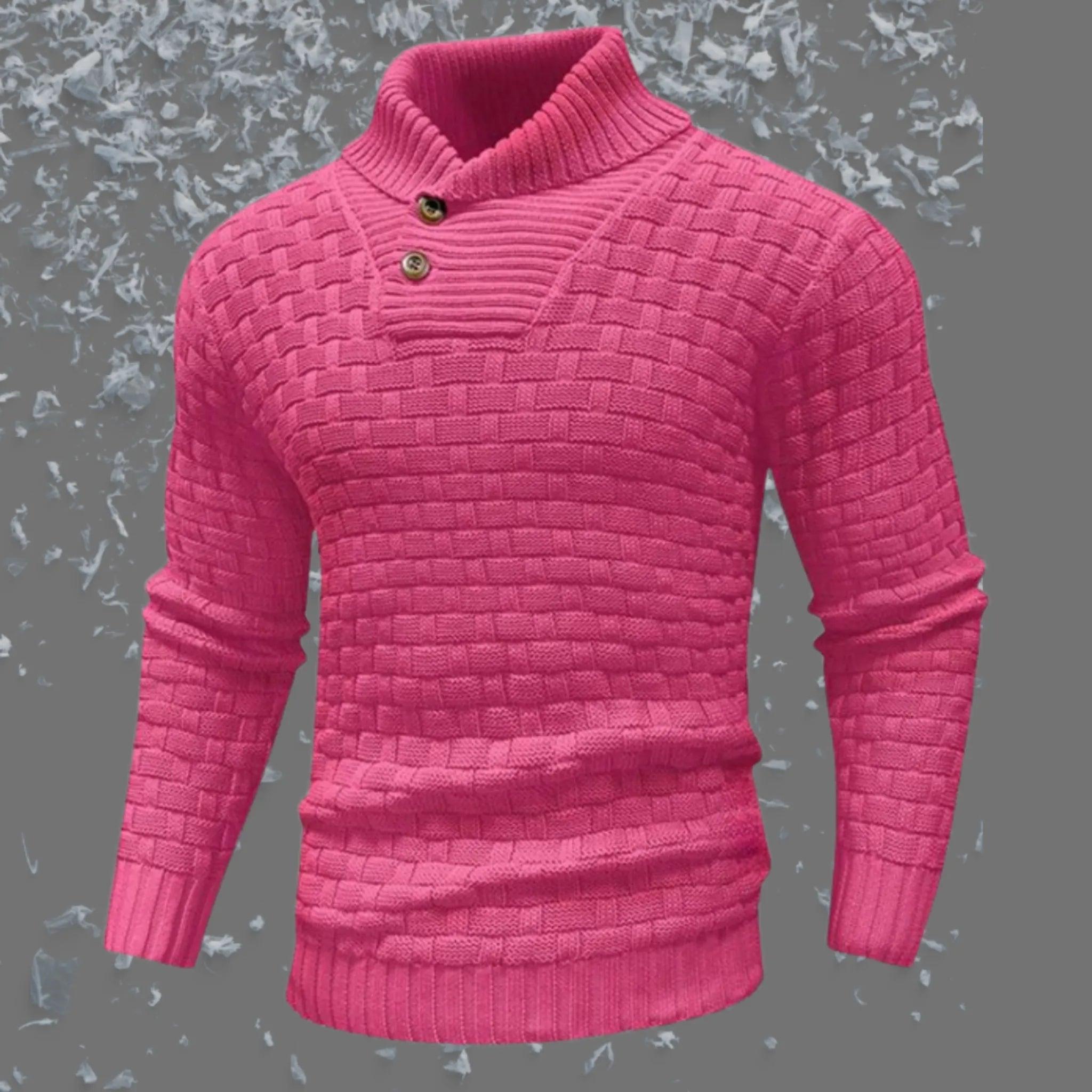 Suéter de cuello de tortuga delgado para hombres con diseño de botones de moda