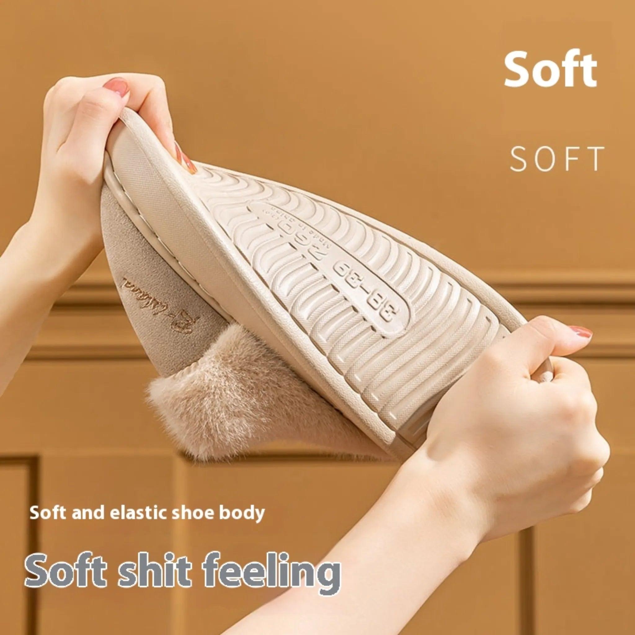 Nieuwe winter gezellig warme paar stijl beknopt pluizige slippers vrouwen mannen niet-slip zachte glijbanen indoor muilezel dameshuis katoenschoenen