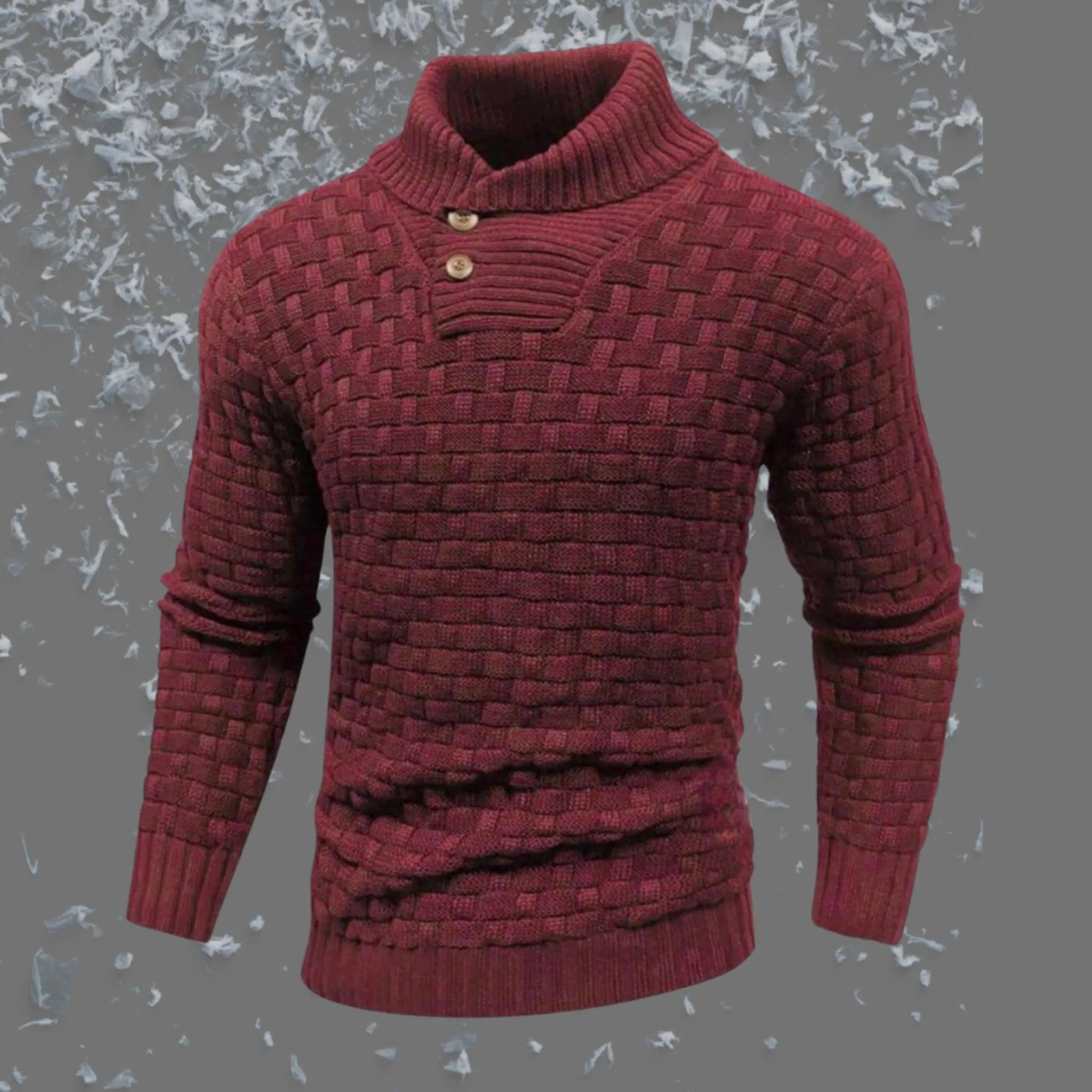 Suéter de cuello de tortuga delgado para hombres con diseño de botones de moda
