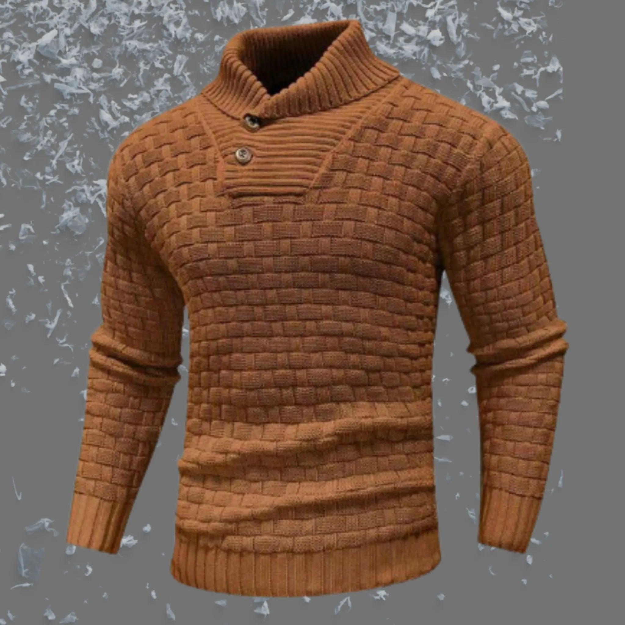 Suéter de cuello de tortuga delgado para hombres con diseño de botones de moda