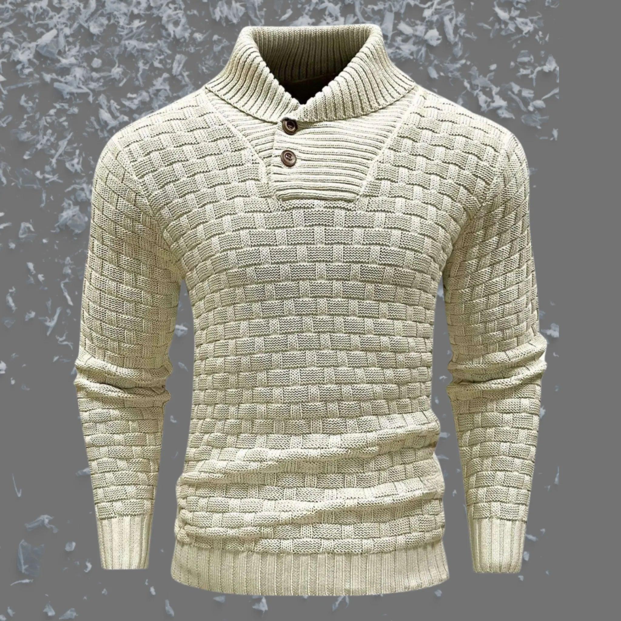 Suéter de cuello de tortuga delgado para hombres con diseño de botones de moda