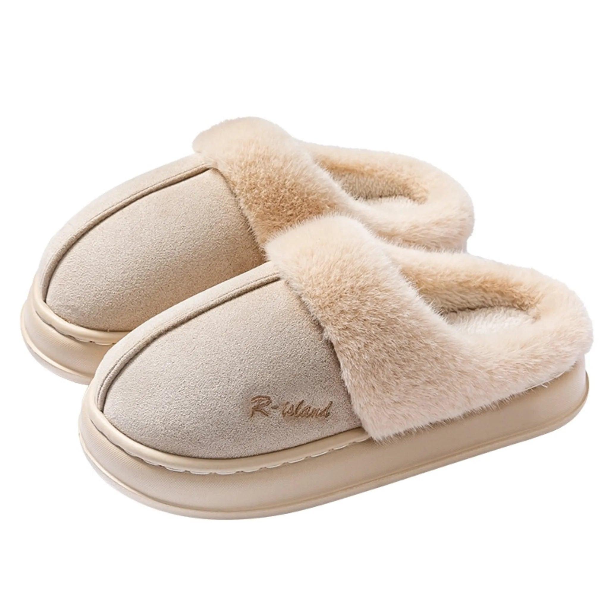 Nieuwe winter gezellig warme paar stijl beknopt pluizige slippers vrouwen mannen niet-slip zachte glijbanen indoor muilezel dameshuis katoenschoenen