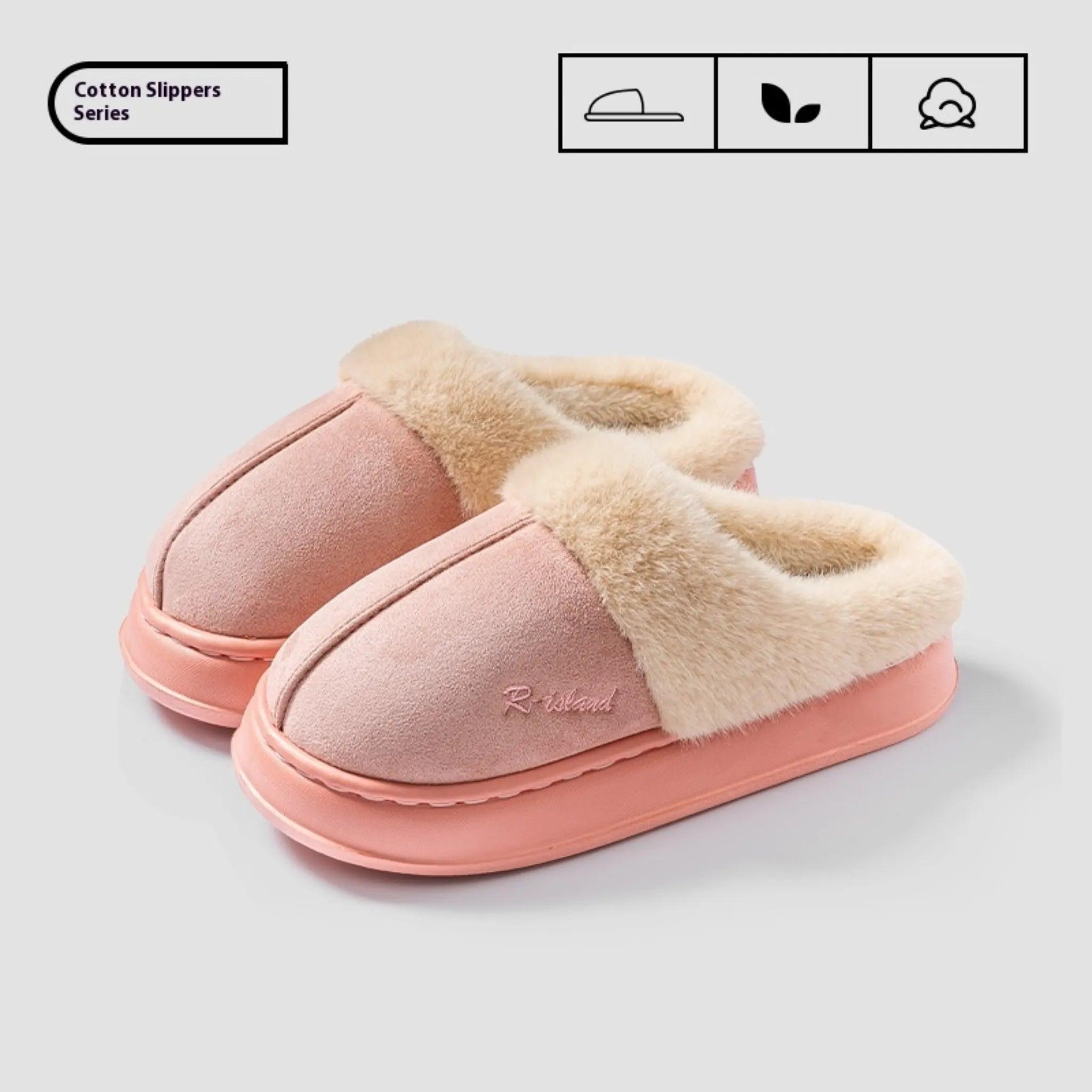 Nieuwe winter gezellig warme paar stijl beknopt pluizige slippers vrouwen mannen niet-slip zachte glijbanen indoor muilezel dameshuis katoenschoenen