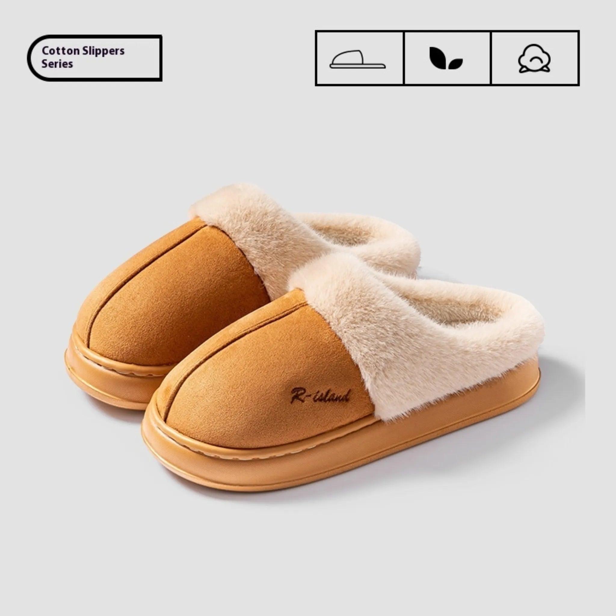 Nieuwe winter gezellig warme paar stijl beknopt pluizige slippers vrouwen mannen niet-slip zachte glijbanen indoor muilezel dameshuis katoenschoenen