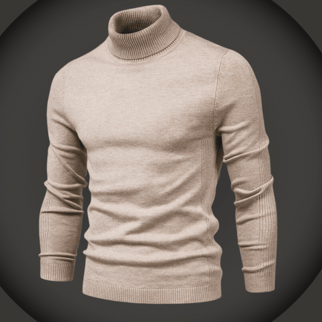 Color sólido para hombres Slim Arriller Turtleneck suéter de invierno