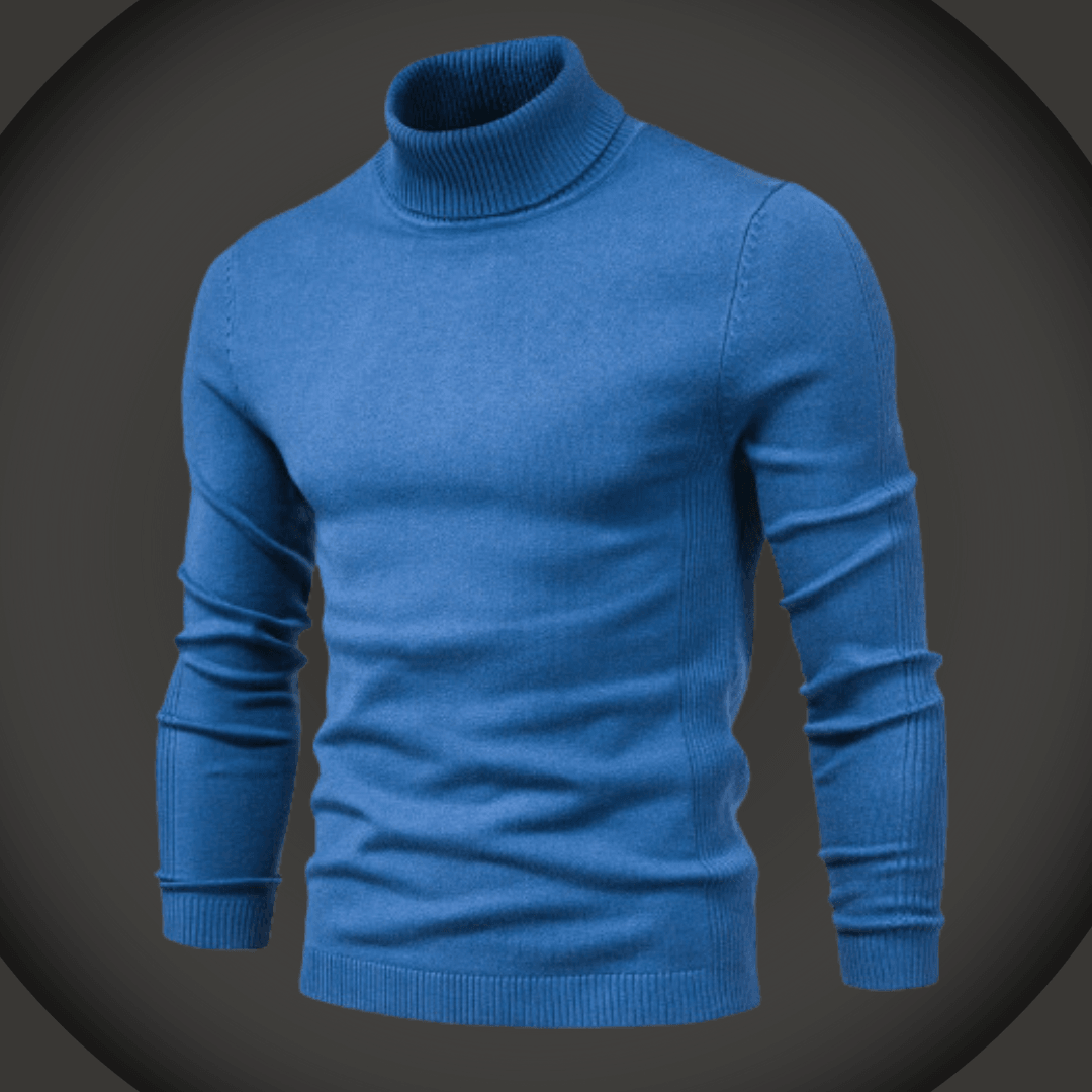 Color sólido para hombres Slim Arriller Turtleneck suéter de invierno