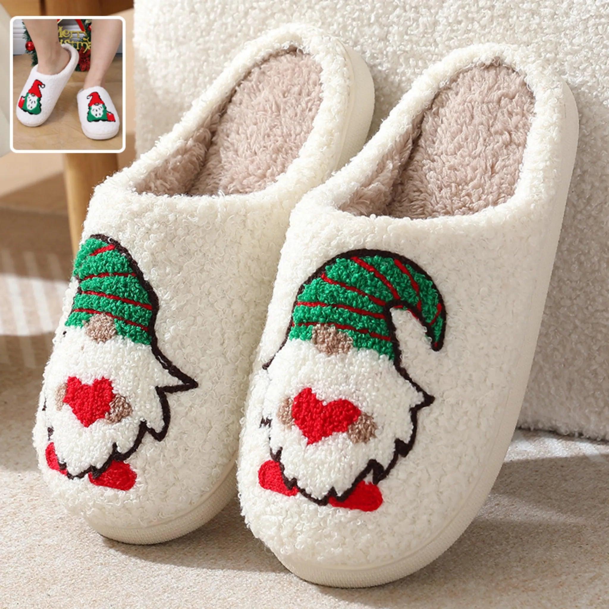 Schattige cartoon Santa Claus Home Slippers Paar binnenshuis Slaapkamer Slaapkamer Slipper Kerstmis Warmschoenen Women mannen