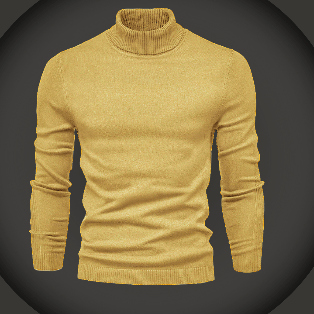 Color sólido para hombres Slim Arriller Turtleneck suéter de invierno