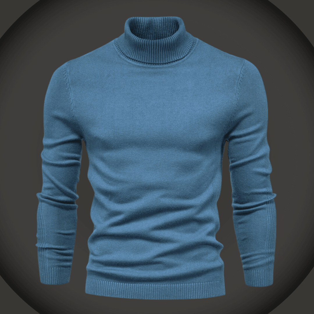 Color sólido para hombres Slim Arriller Turtleneck suéter de invierno