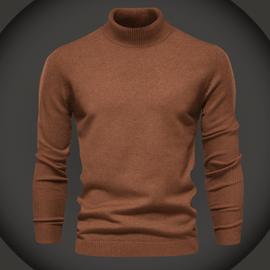 Color sólido para hombres Slim Arriller Turtleneck suéter de invierno