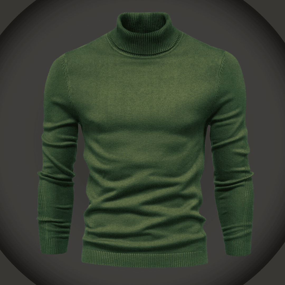 Color sólido para hombres Slim Arriller Turtleneck suéter de invierno