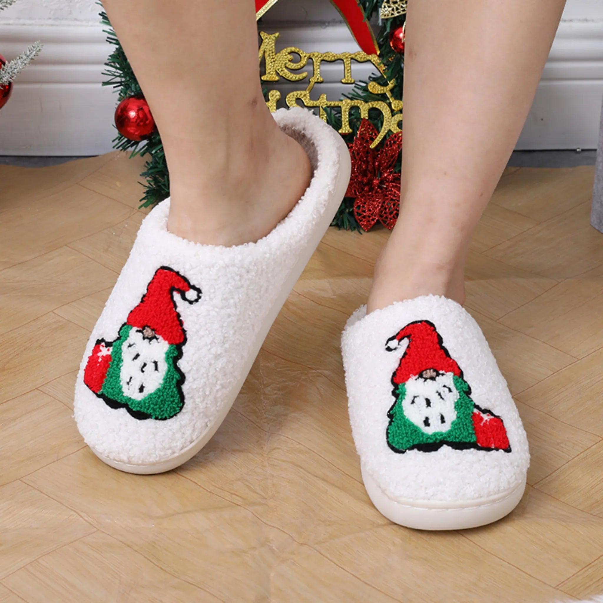 Schattige cartoon Santa Claus Home Slippers Paar binnenshuis Slaapkamer Slaapkamer Slipper Kerstmis Warmschoenen Women mannen