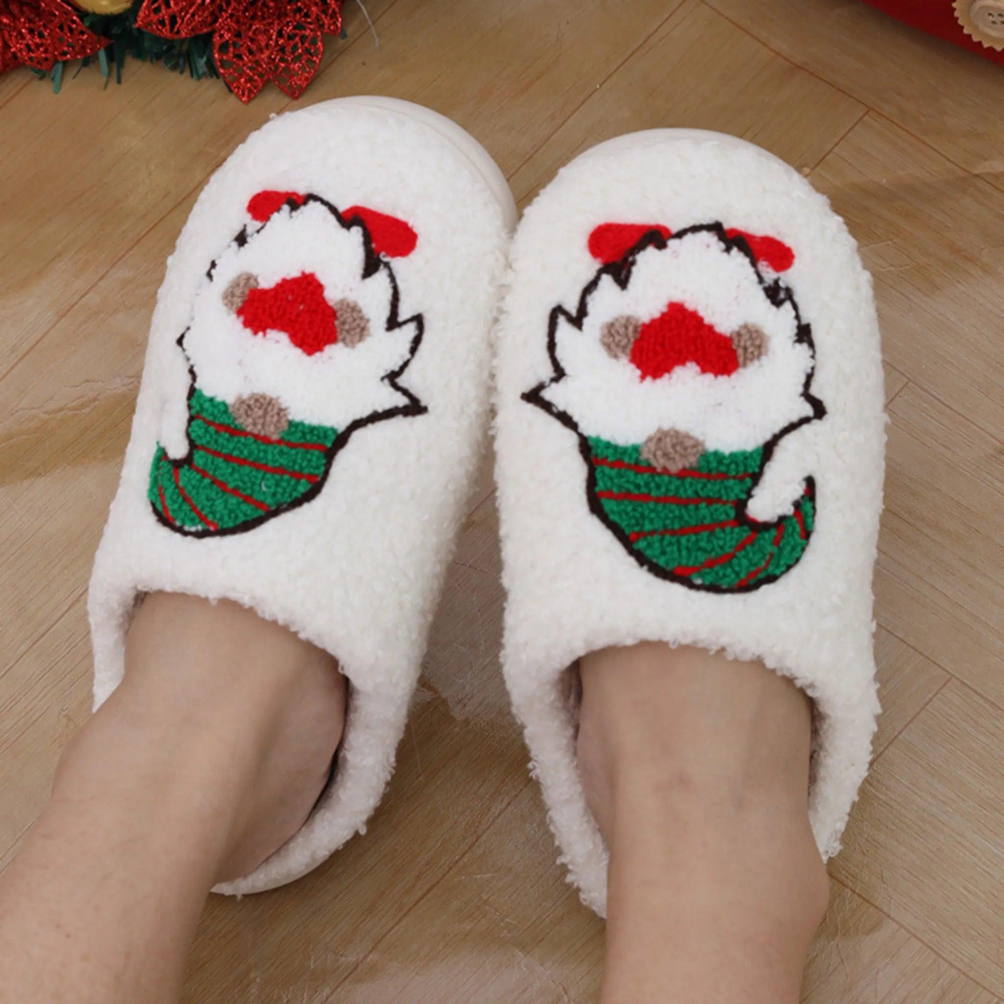 Schattige cartoon Santa Claus Home Slippers Paar binnenshuis Slaapkamer Slaapkamer Slipper Kerstmis Warmschoenen Women mannen