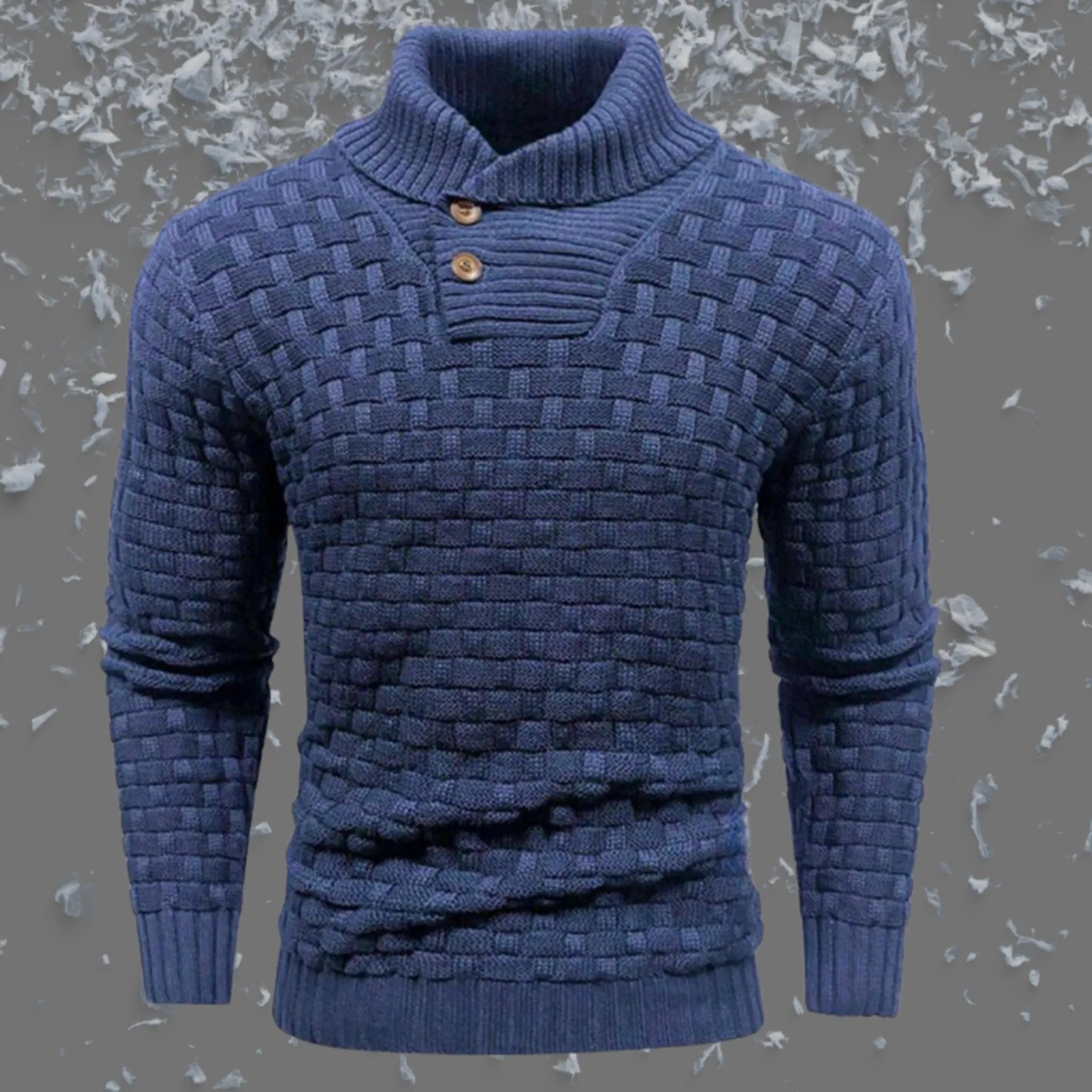 Suéter de cuello de tortuga delgado para hombres con diseño de botones de moda