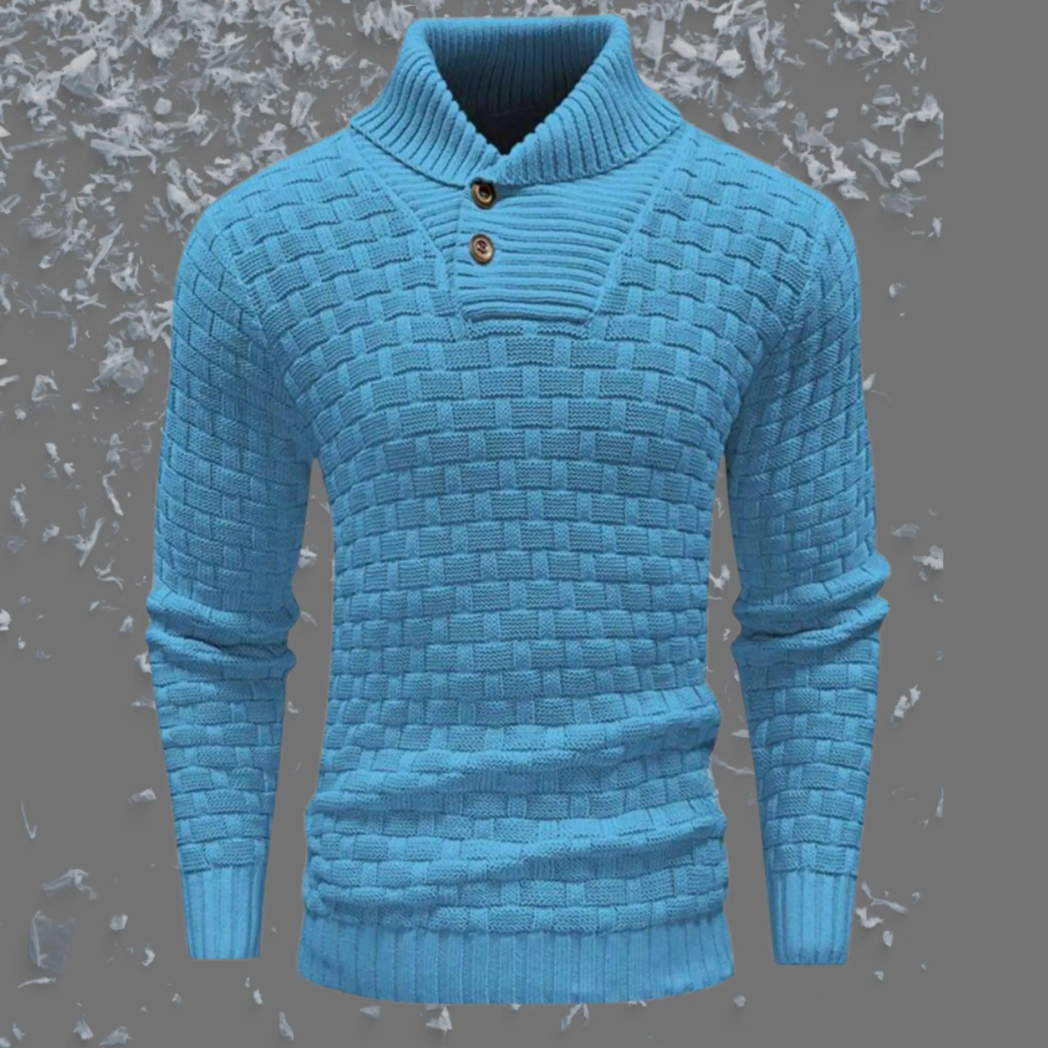 Suéter de cuello de tortuga delgado para hombres con diseño de botones de moda