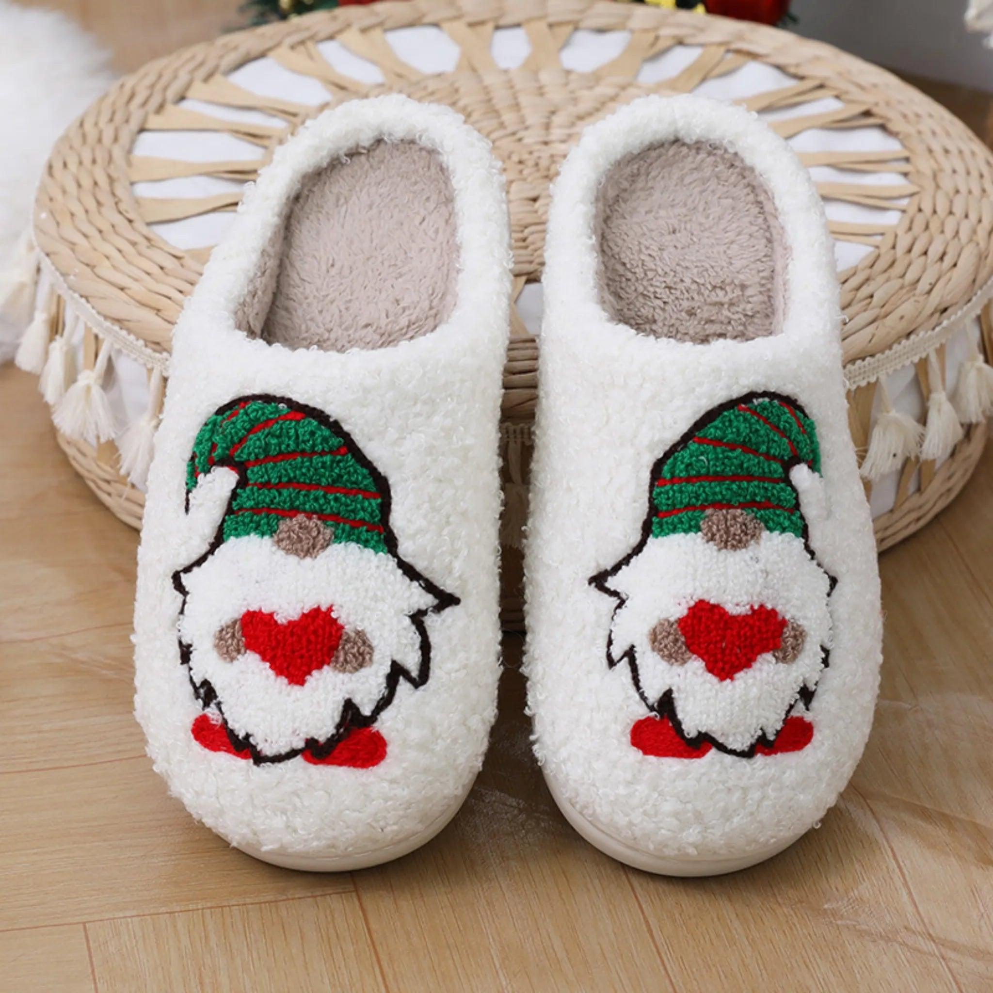 Schattige cartoon Santa Claus Home Slippers Paar binnenshuis Slaapkamer Slaapkamer Slipper Kerstmis Warmschoenen Women mannen