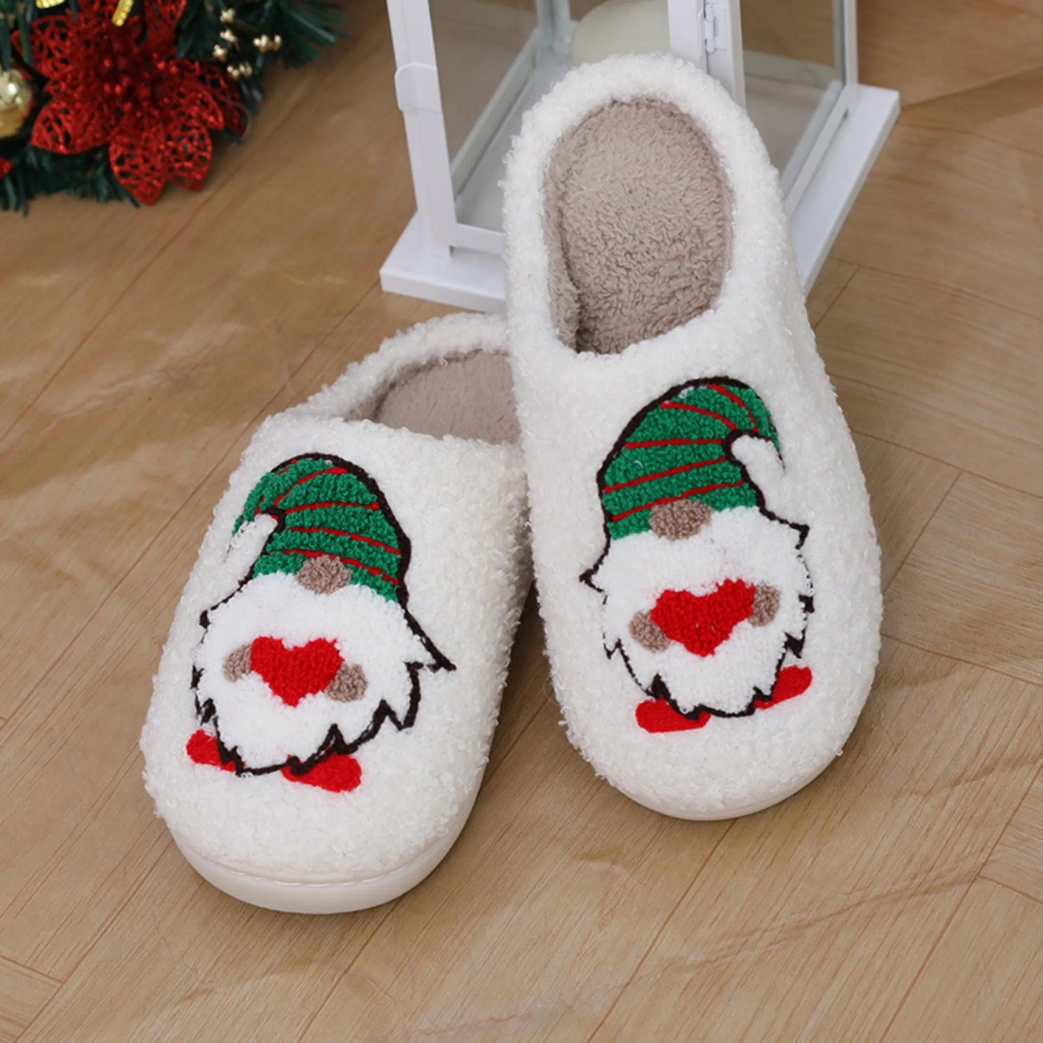 Schattige cartoon Santa Claus Home Slippers Paar binnenshuis Slaapkamer Slaapkamer Slipper Kerstmis Warmschoenen Women mannen