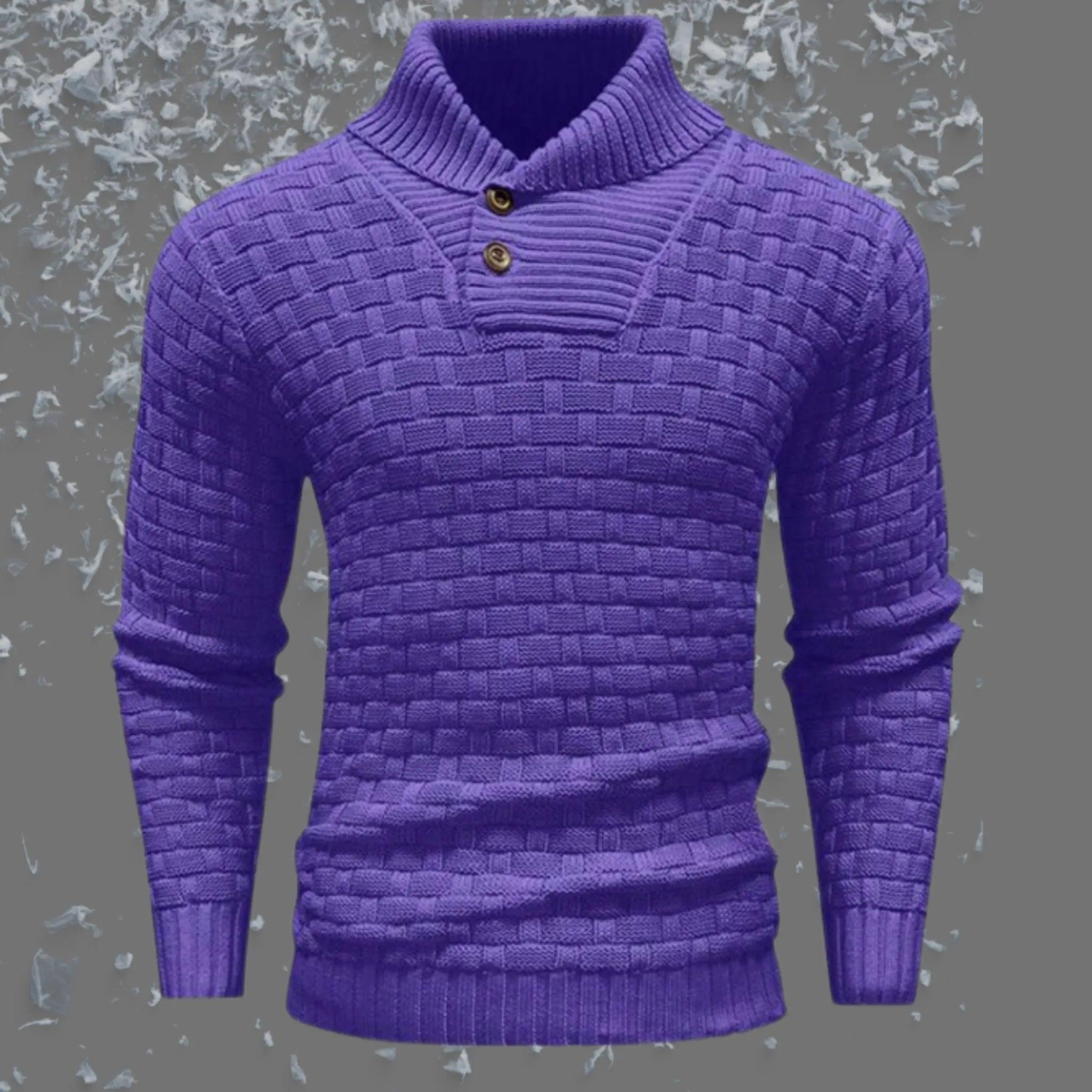 Suéter de cuello de tortuga delgado para hombres con diseño de botones de moda