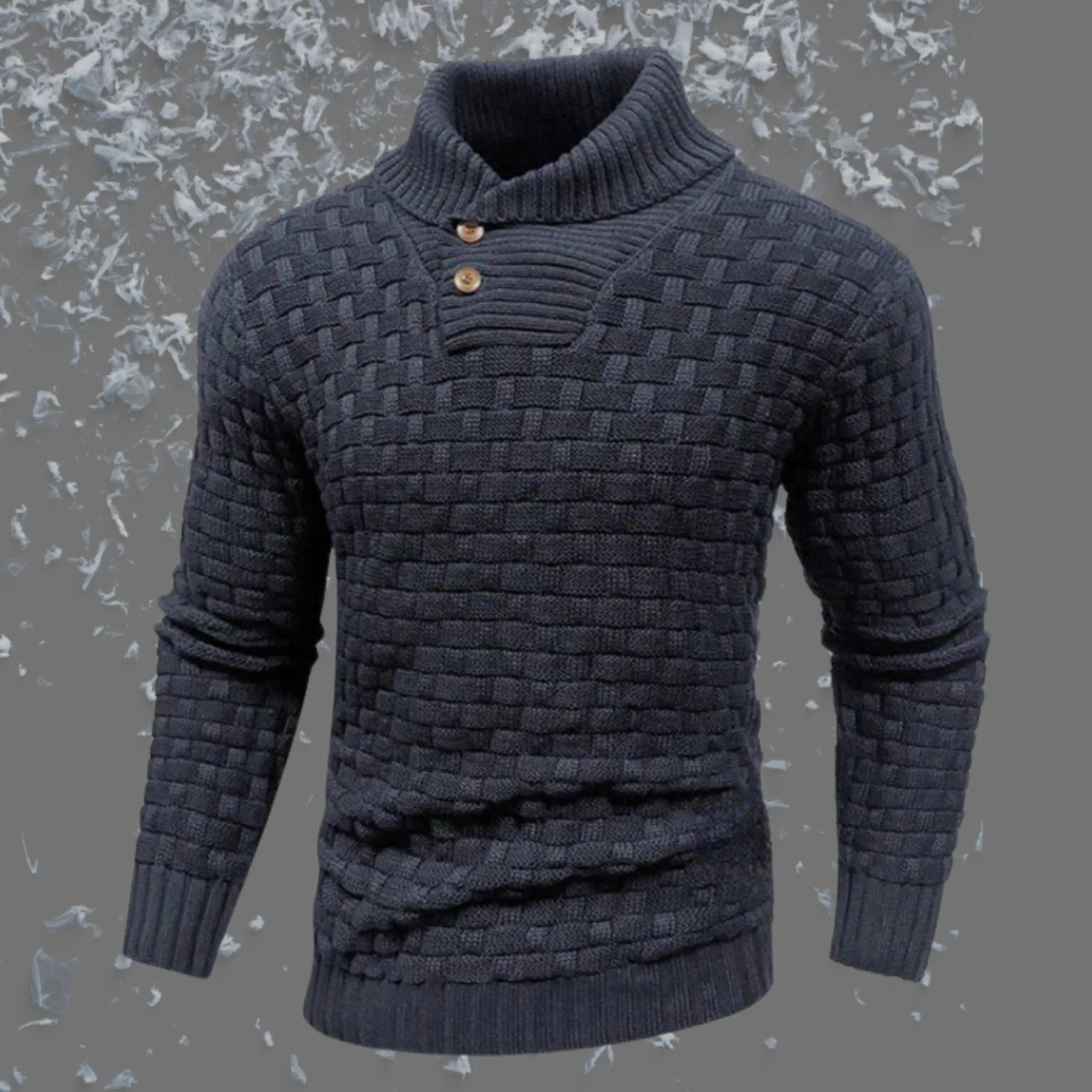 Suéter de cuello de tortuga delgado para hombres con diseño de botones de moda