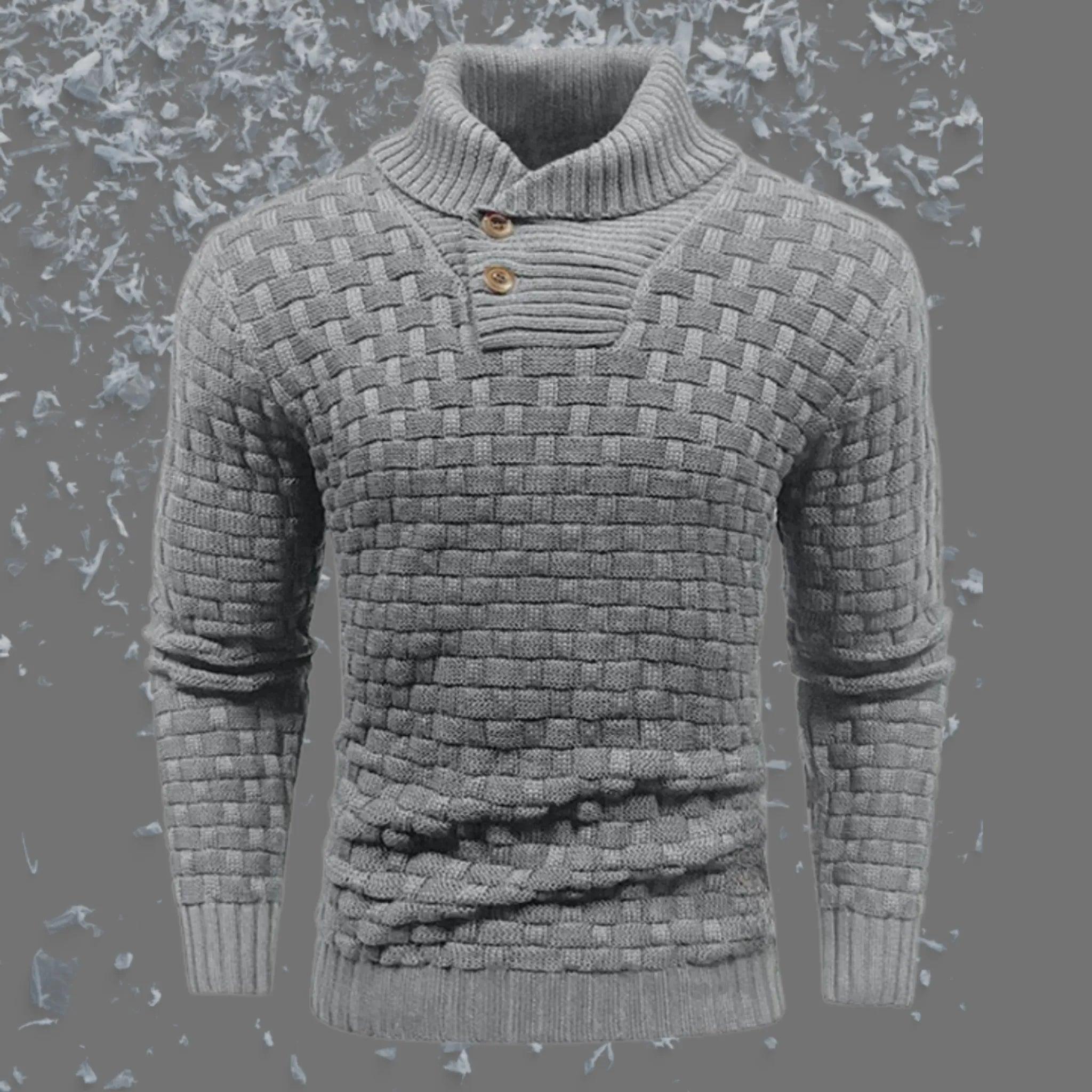 Suéter de cuello de tortuga delgado para hombres con diseño de botones de moda