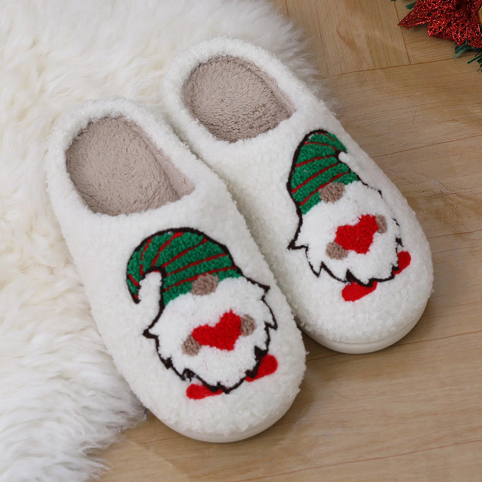 Schattige cartoon Santa Claus Home Slippers Paar binnenshuis Slaapkamer Slaapkamer Slipper Kerstmis Warmschoenen Women mannen
