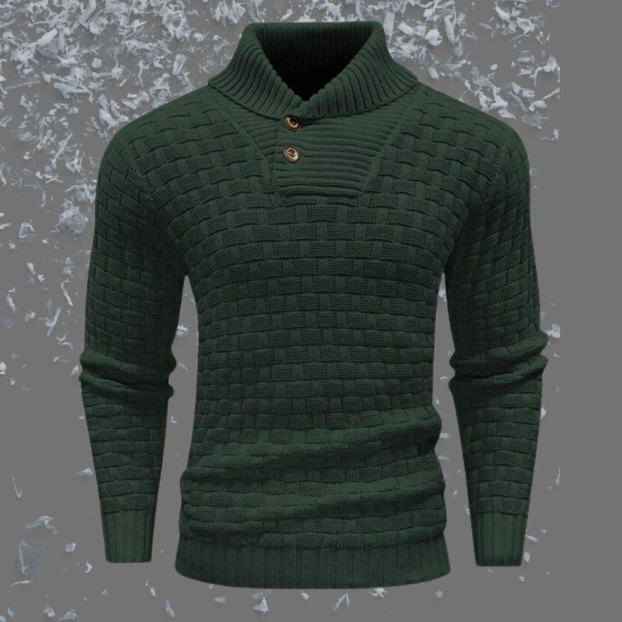 Suéter de cuello de tortuga delgado para hombres con diseño de botones de moda