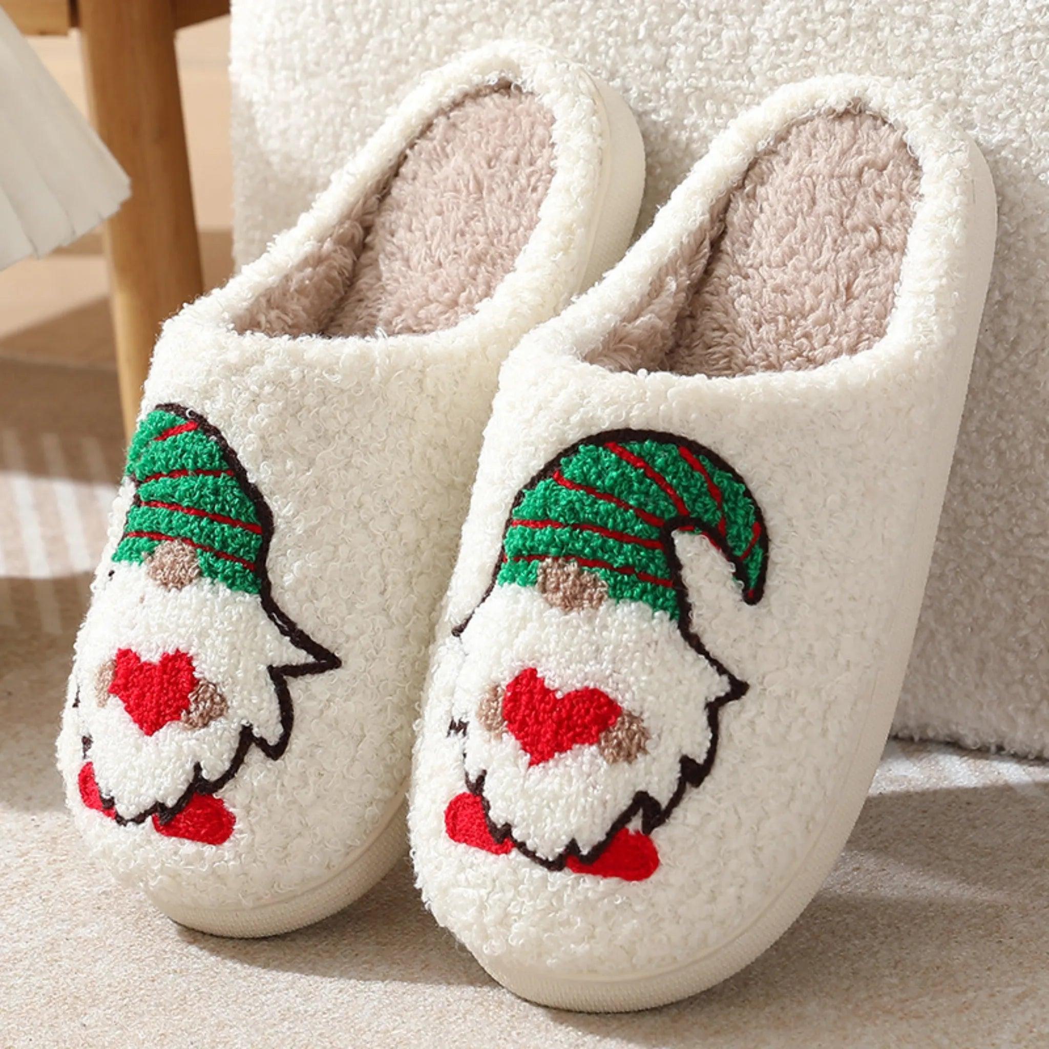 Schattige cartoon Santa Claus Home Slippers Paar binnenshuis Slaapkamer Slaapkamer Slipper Kerstmis Warmschoenen Women mannen