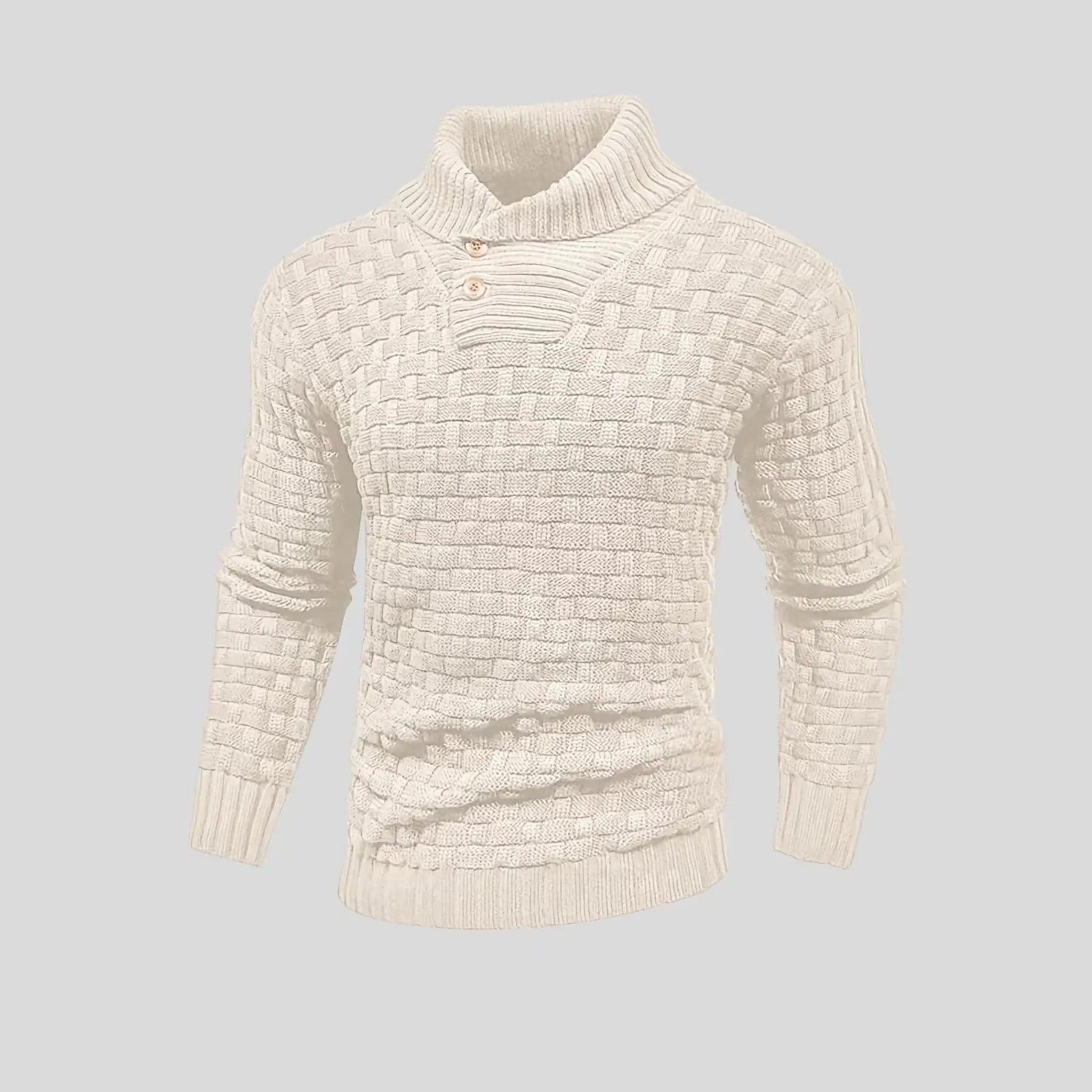 Suéter de cuello de tortuga delgado para hombres con diseño de botones de moda