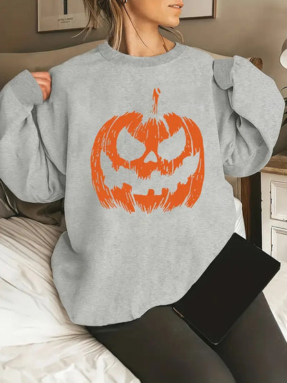 Women Halloween Pumpkin Sweater Luxury Brand Long Sleeve Rou