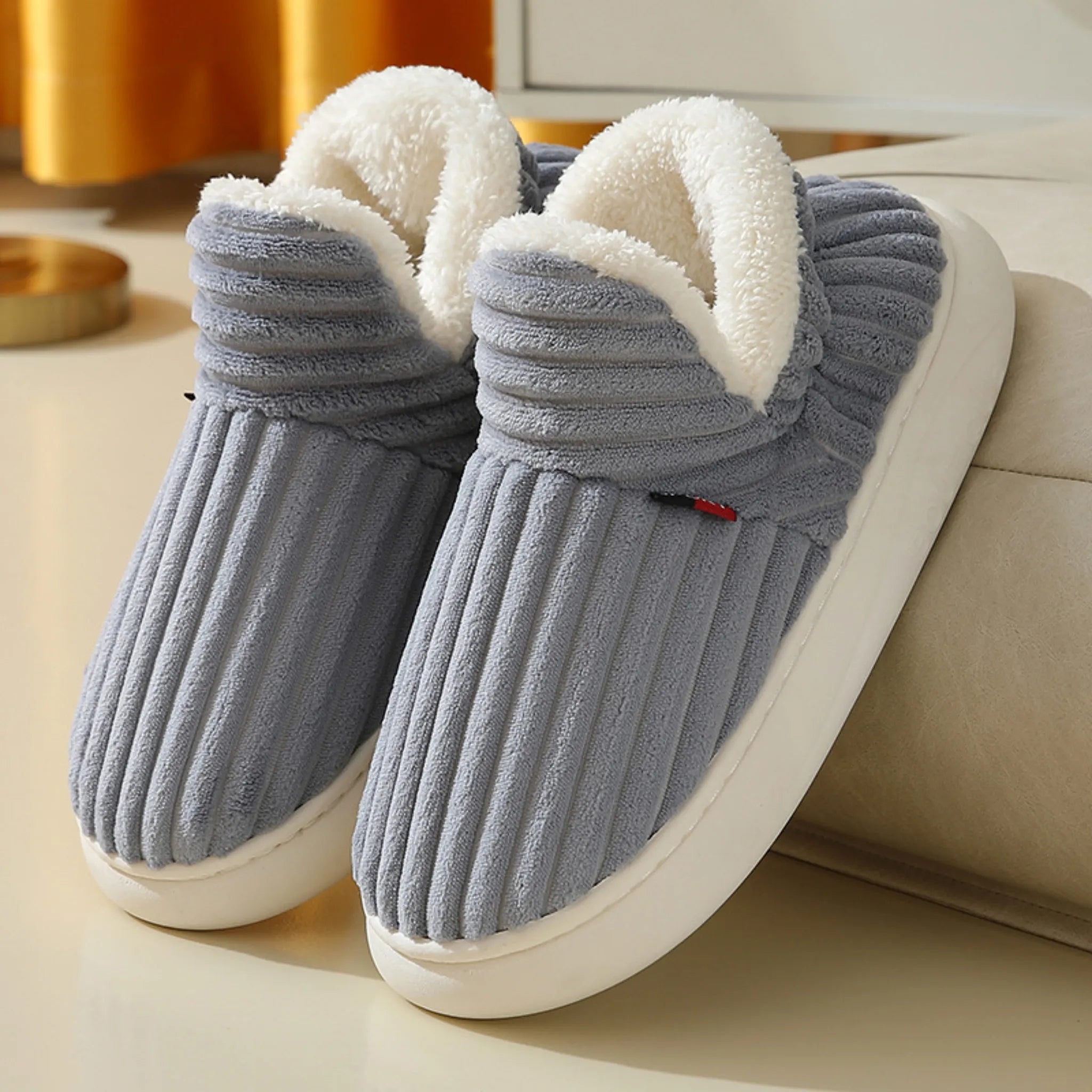 Winter Cotton Slippers – Warm Plush Shoes for Men &amp; Women