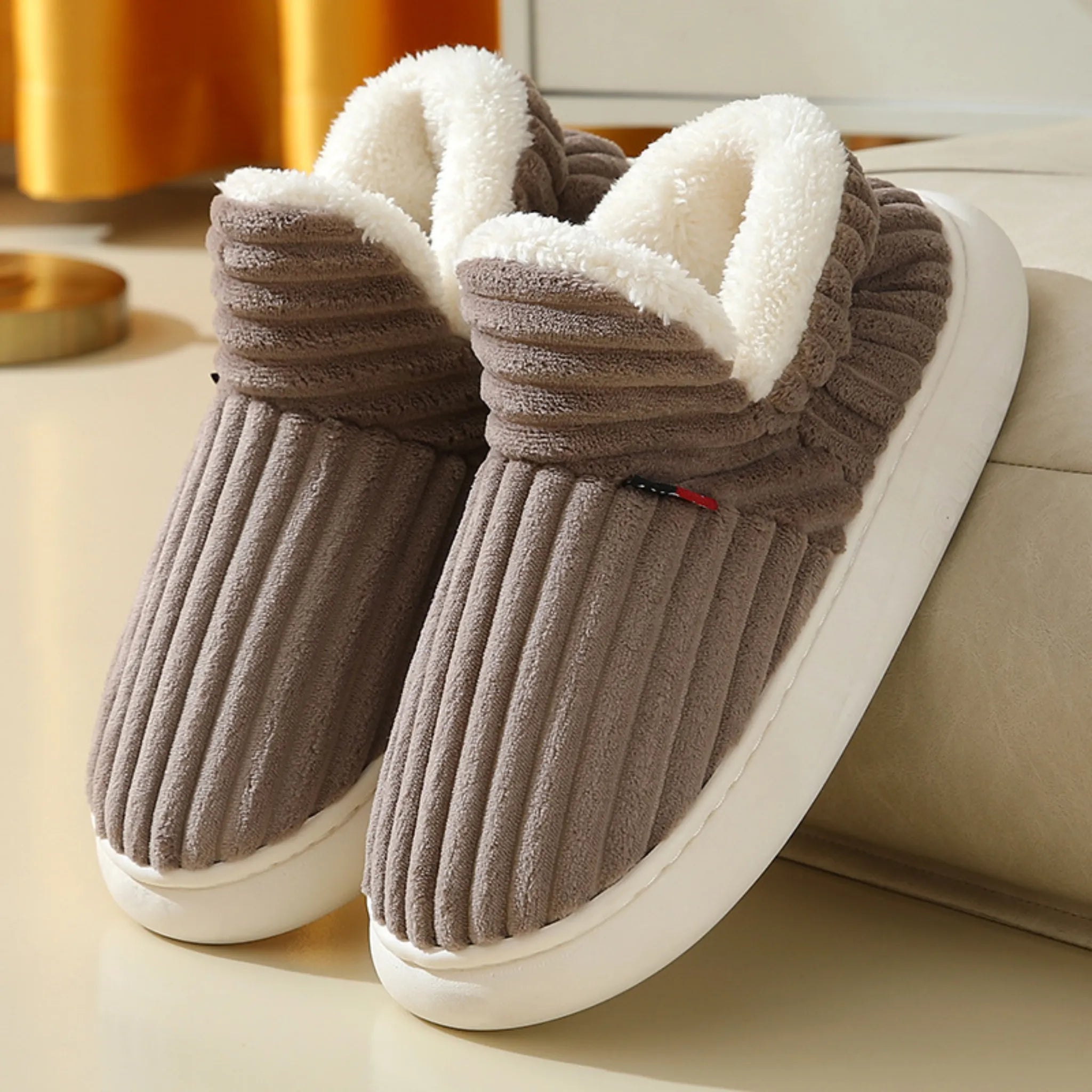 Winter Cotton Slippers – Warm Plush Shoes for Men &amp; Women