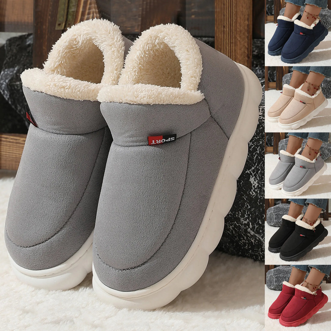 Cozy Plush Suede Winter Shoes – Thick-Soled House Shoes for All