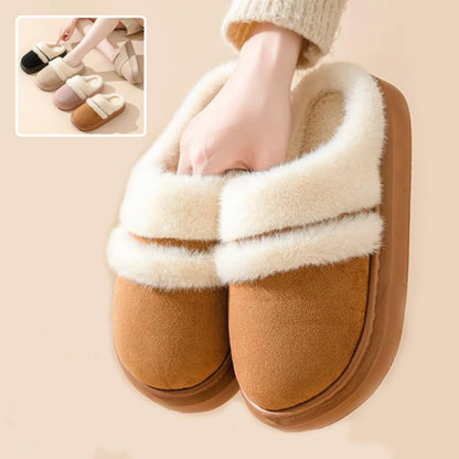 Cozy Velvet-Lined Cotton Slippers for Women – Non-slip Suede Winter Home Shoes