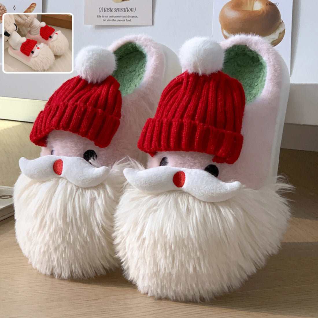 Santa Claus Slippers – Warm Plush Indoor Shoes for Women