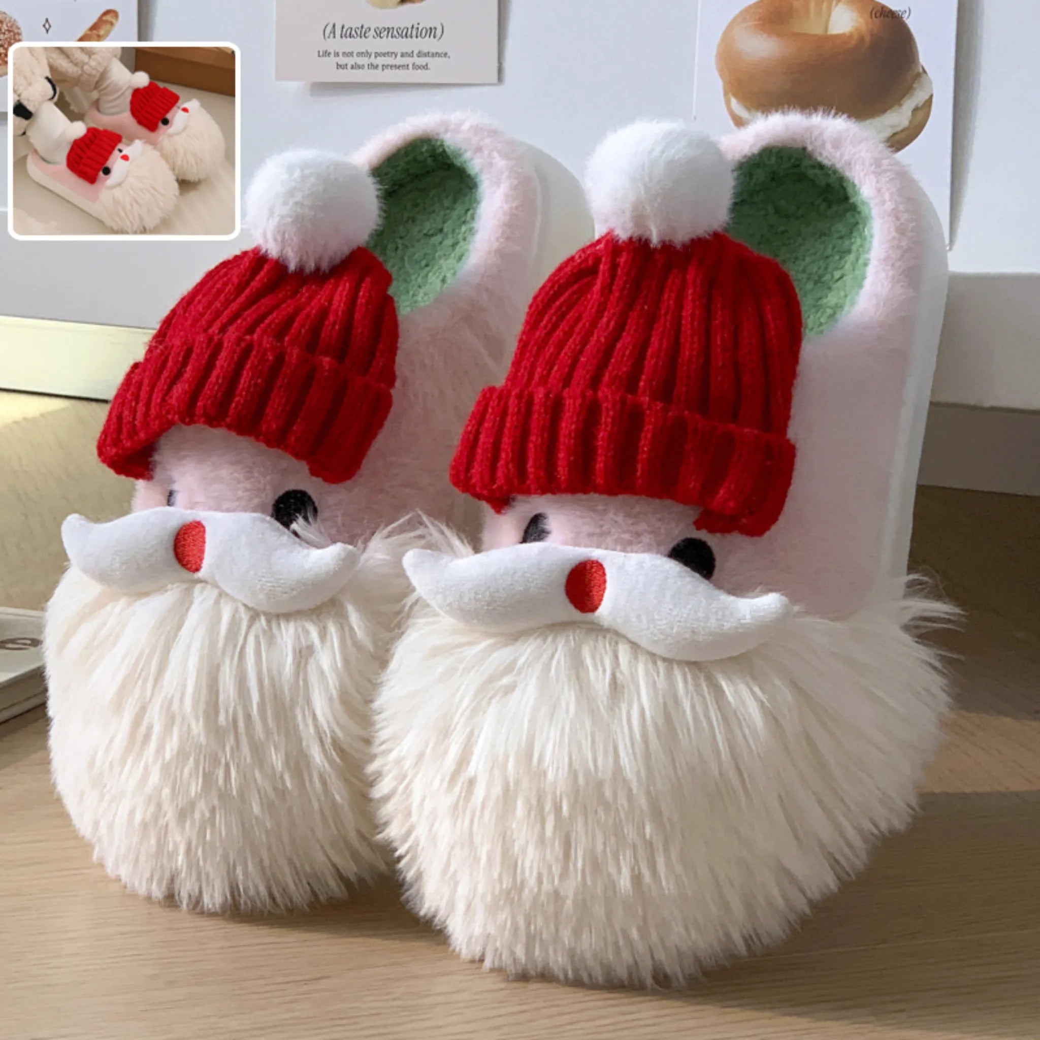 Santa Claus Slippers – Warm Plush Indoor Shoes for Women