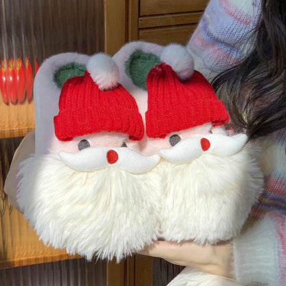 Santa Claus Slippers – Warm Plush Indoor Shoes for Women