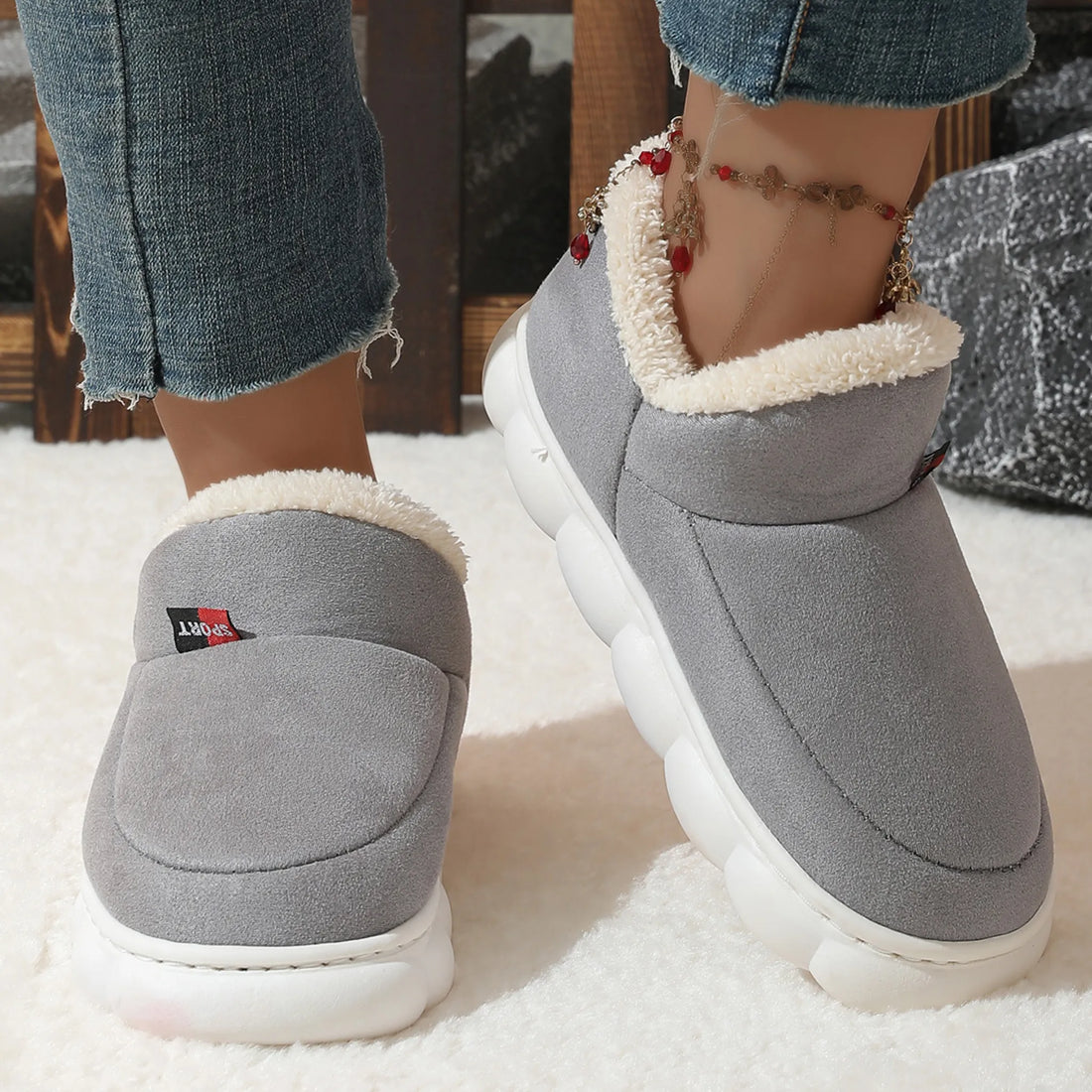 Cozy Plush Suede Winter Shoes – Thick-Soled House Shoes for All