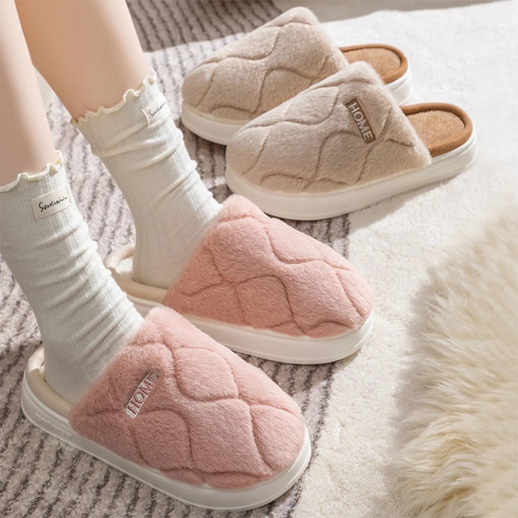 Plush Winter Indoor Slippers for Men &amp; Women