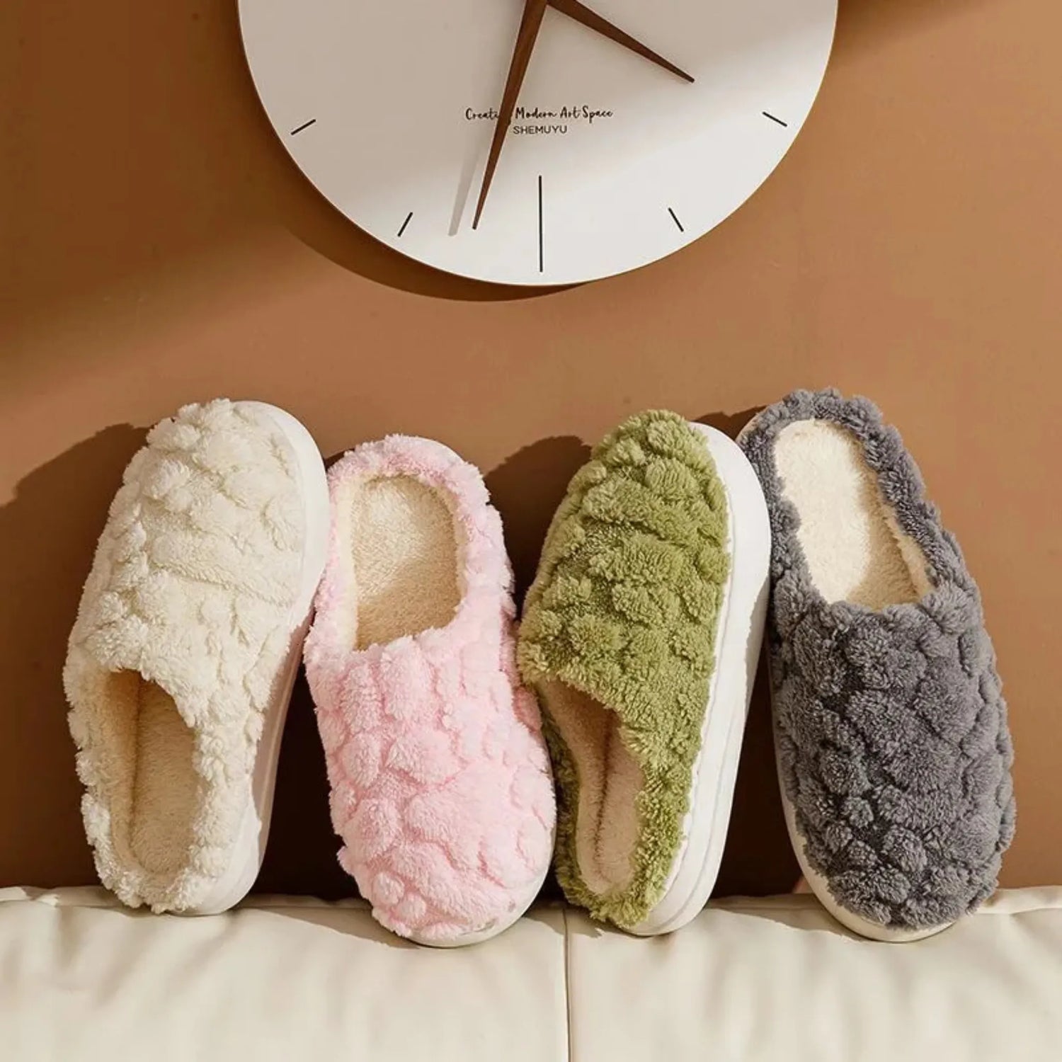 Unisex Cartoon Fuzzy Slippers – Soft, Anti-Skid Plush Shoes for Winter