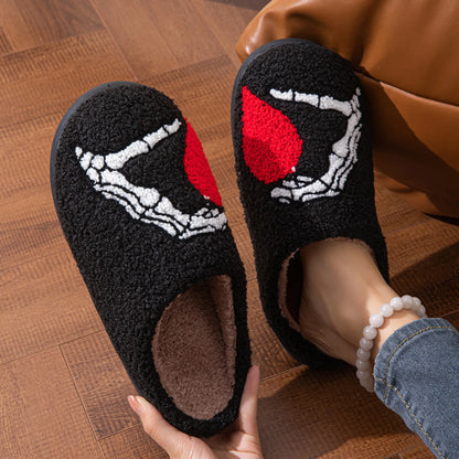 Men &amp; Women Skull Hand Slippers – Soft, Non-slip, Warm Cotton Home Shoes