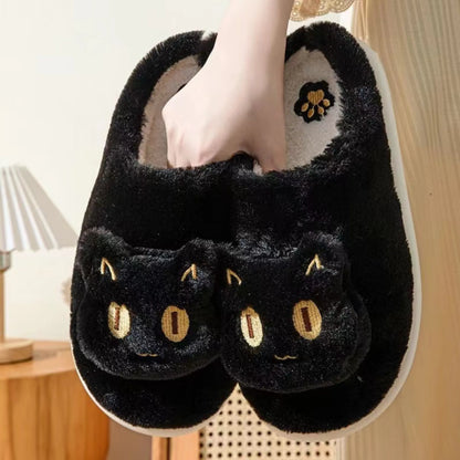 Plush Cat Face Slippers – Soft &amp; Cozy Slip-On Winter House Shoes