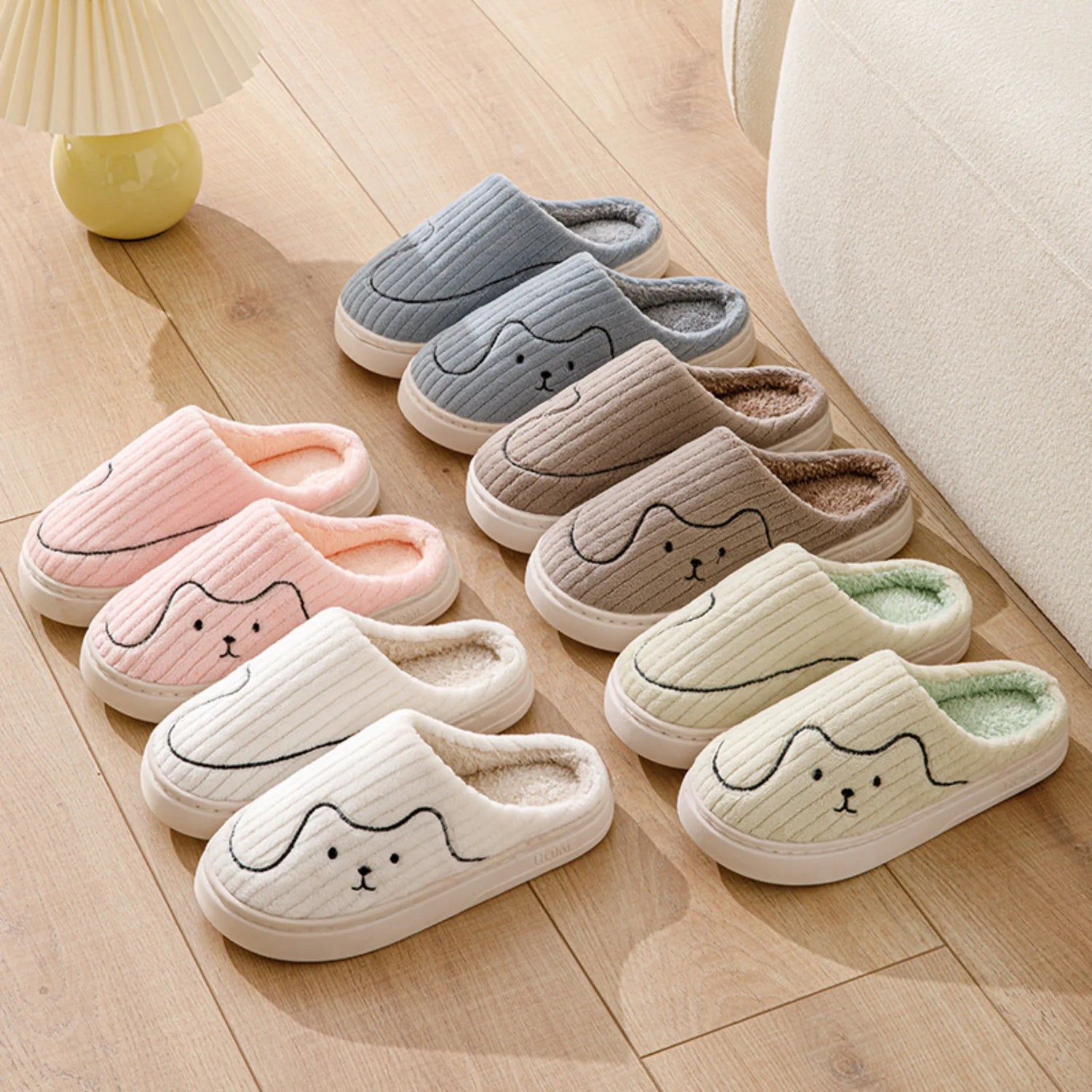 Striped Cat Slippers – Warm Non-slip Indoor House Shoes for Couples