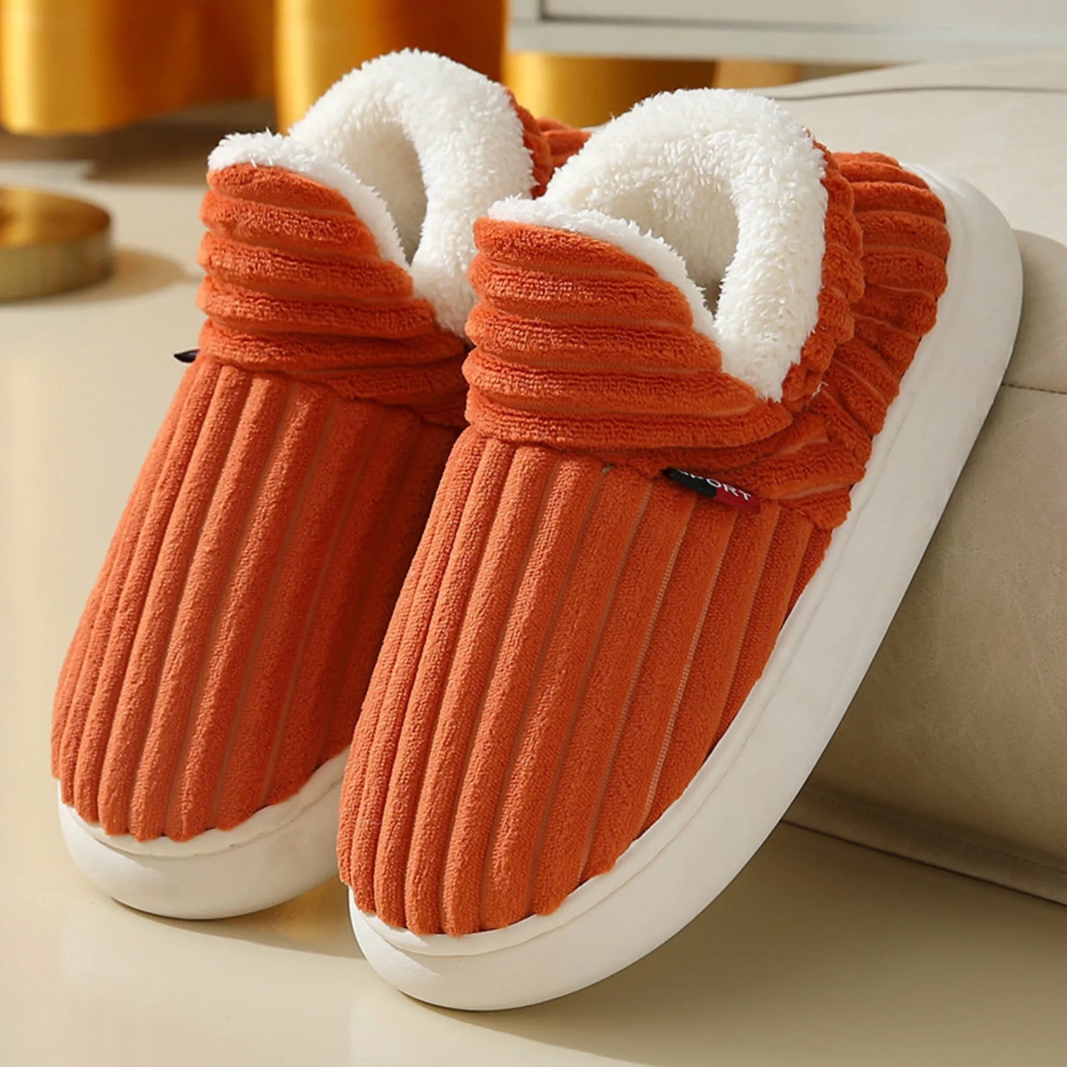 Winter Cotton Slippers – Warm Plush Shoes for Men &amp; Women