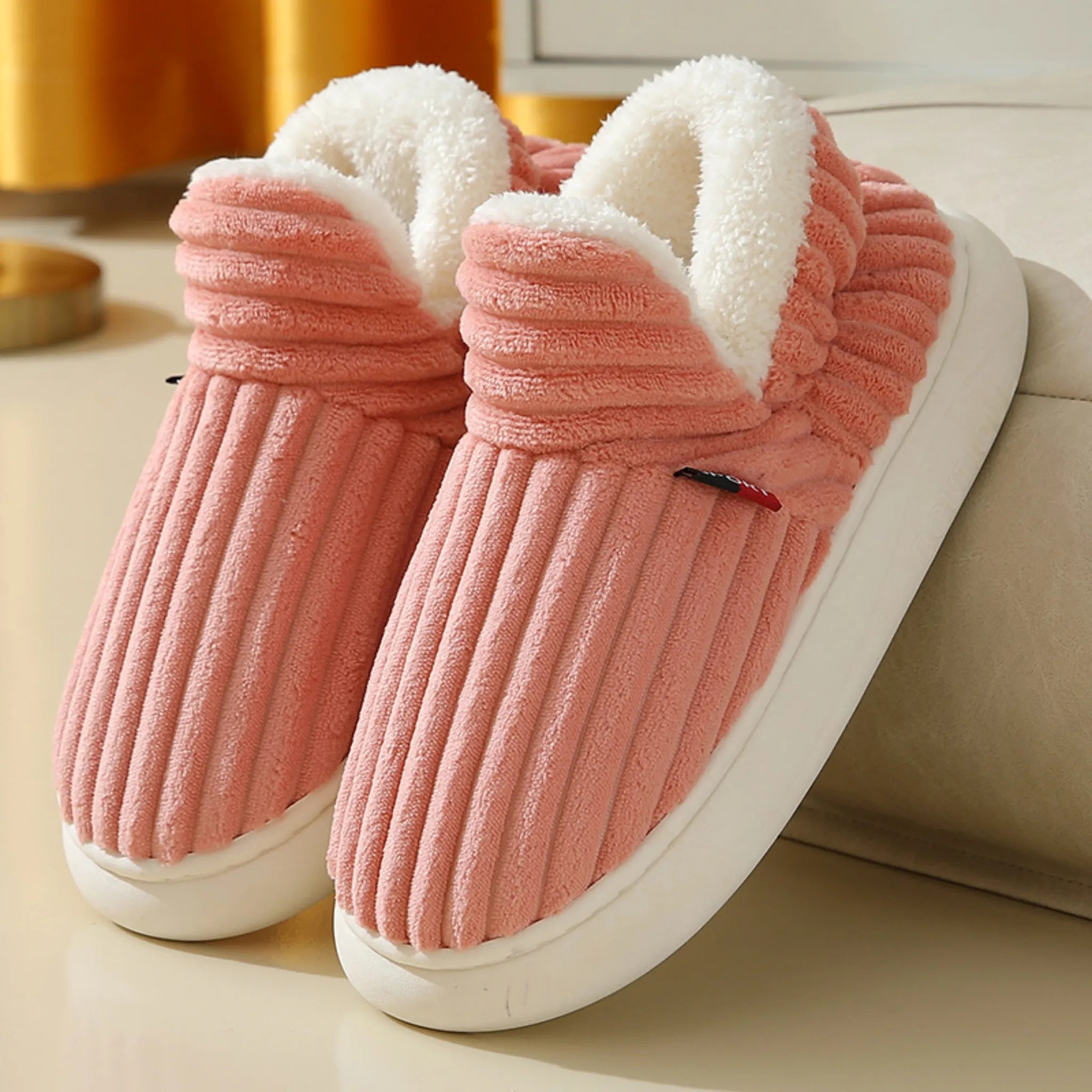 Winter Cotton Slippers – Warm Plush Shoes for Men &amp; Women