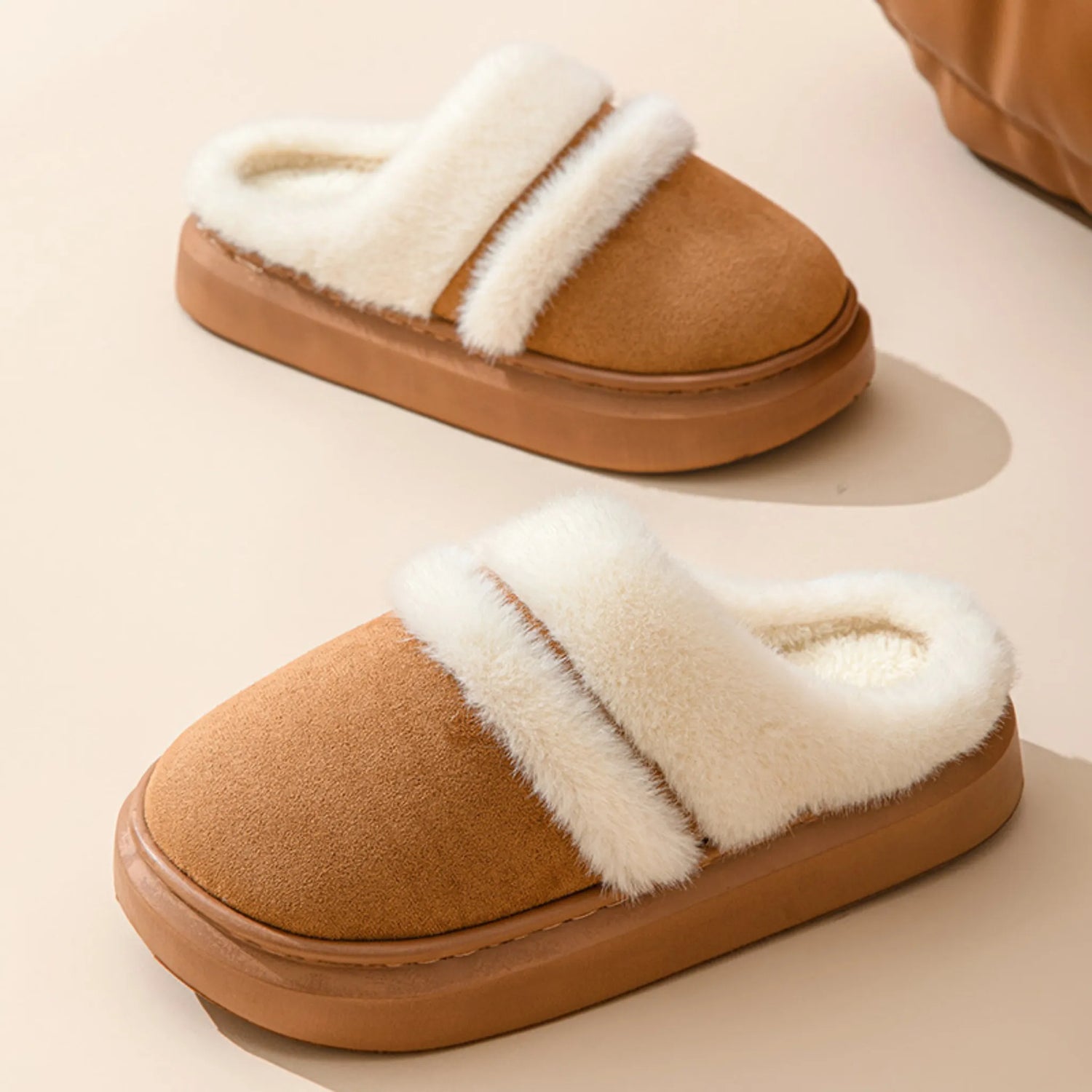 Cozy Velvet-Lined Cotton Slippers for Women – Non-slip Suede Winter Home Shoes