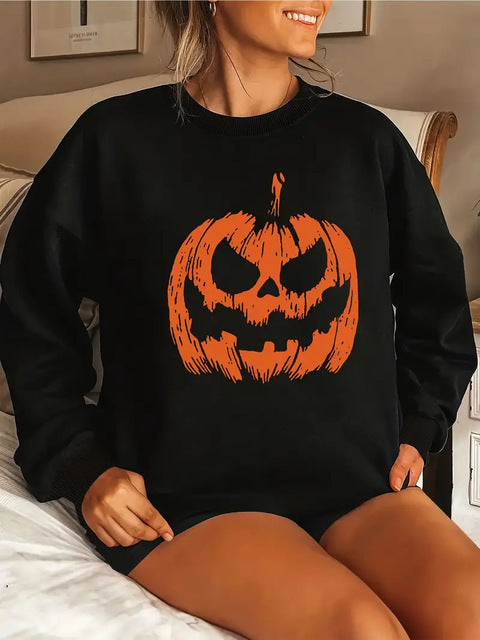 Women Halloween Pumpkin Sweater Luxury Brand Long Sleeve Rou