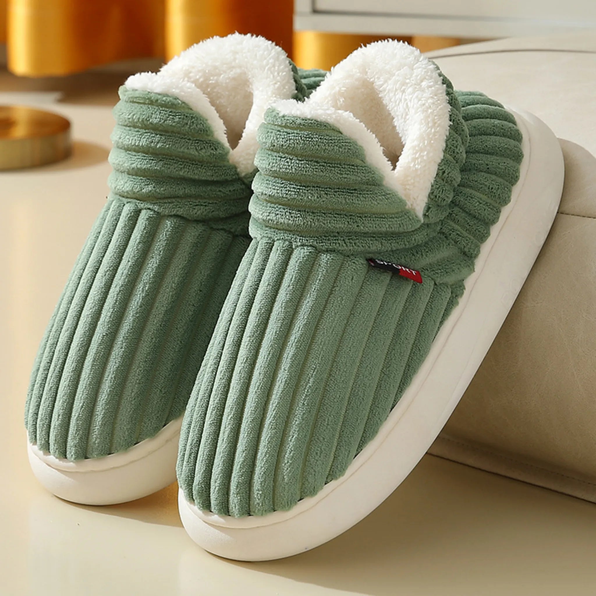 Winter Cotton Slippers – Warm Plush Shoes for Men &amp; Women