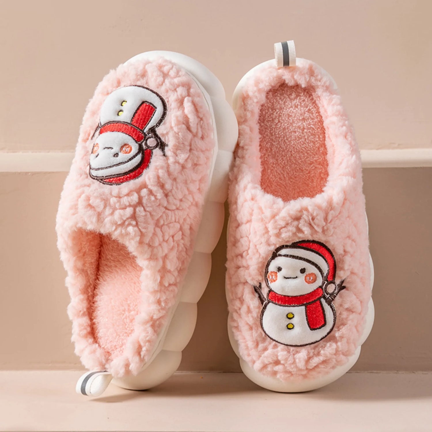 Snowman Plush Slippers – Warm, Anti-slip Thick-Soled Home Shoes